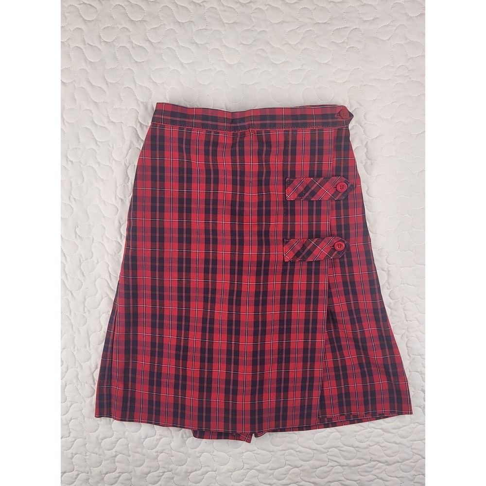 Clueless 24 Schoolgirl Uniform Plaid KILT Skirt SKORT Red Blue/Black Knee Length